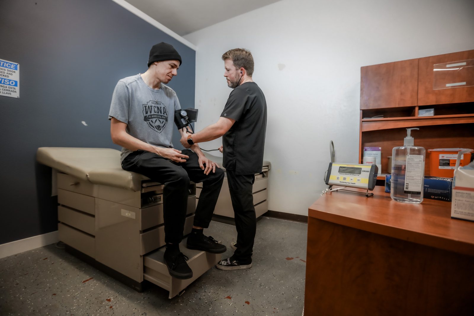 Health screening for client at recovery clinic