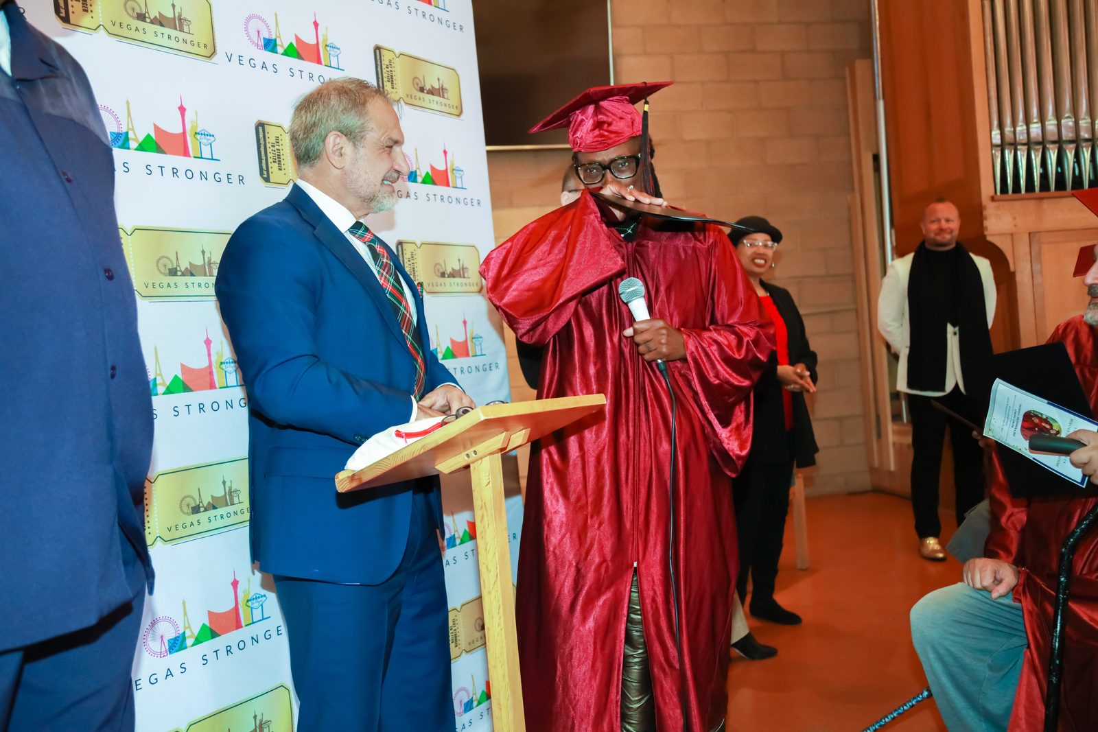 Graduate addresses crowd at Vegas Stronger ceremony