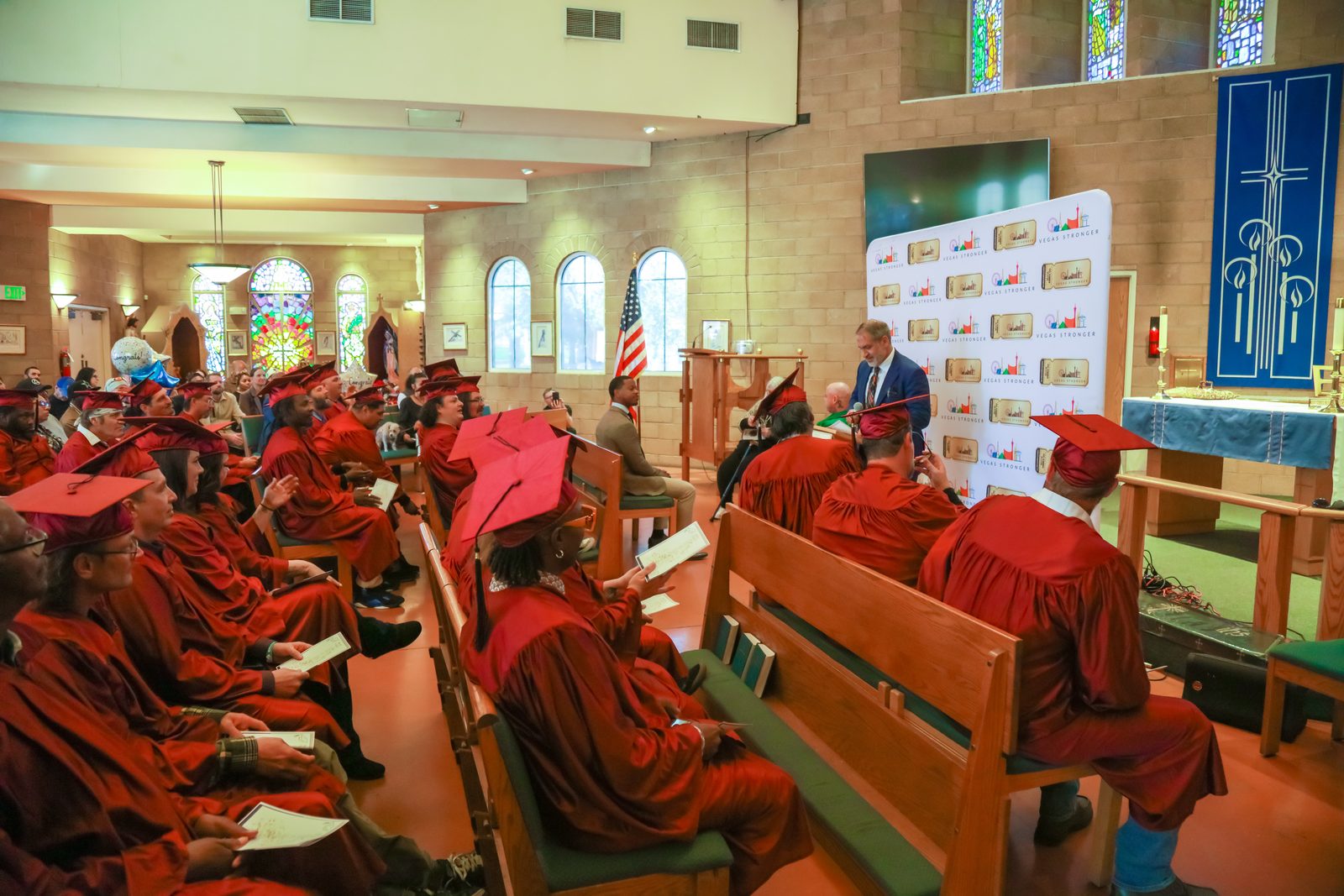 Graduates and staff gather for Vegas Stronger event