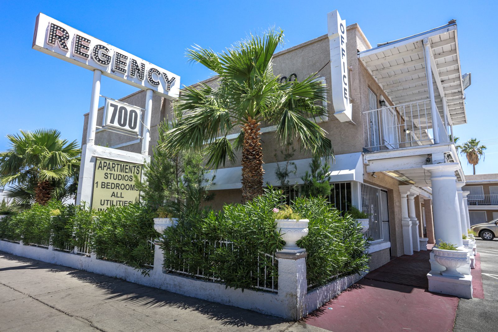 Front entrance of Regency apartments in Las Vegas