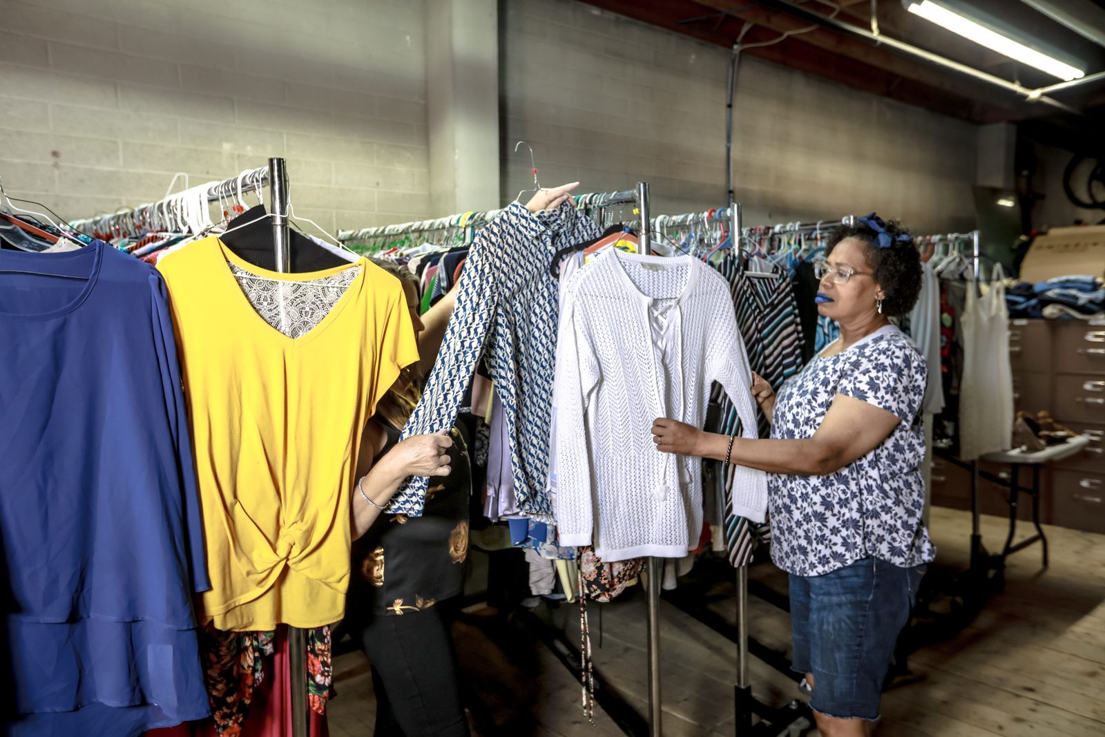 Volunteers sorting donated clothing at Vegas Stronger